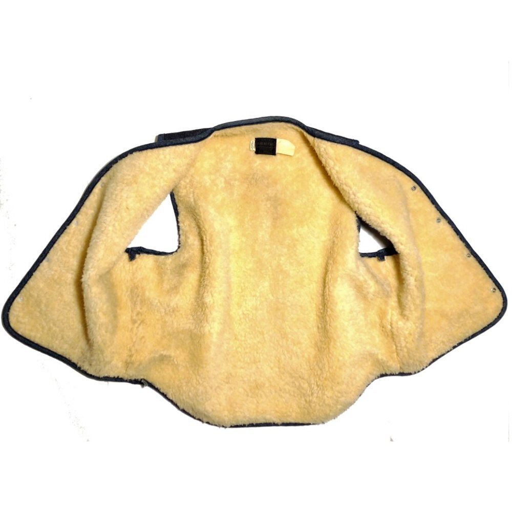 Roebucks Vintage Western Denim Jean Sherpa Wool Lined Winter Vest snap button - Picture 3 of 7